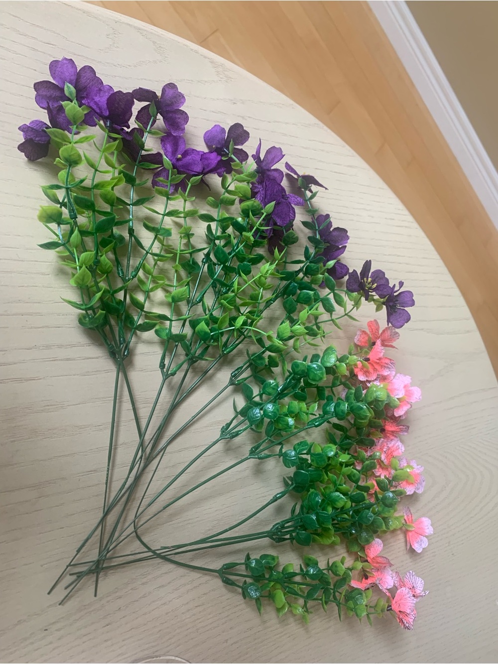 UV resistant artificial flower stems
24 stems purple 
24 stems pink/coral 
NEW
